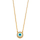 Floating CZ Circle Evil Eye Necklace in 14K Yellow Gold thumb 1