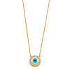 Floating CZ Circle Evil Eye Necklace in 14K Yellow Gold thumb 1