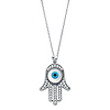 Hamsa Evil Eye Necklace with Micropave CZs in 14K White Gold thumb 1