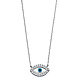 Floating Round-Cut CZ Evil Eye Necklace in 14K White Gold thumb 1