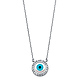 Floating Cubic Zirconia CZ Circle Evil Eye Necklace in 14K White Gold thumb 1