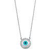 Floating Cubic Zirconia CZ Circle Evil Eye Necklace in 14K White Gold thumb 1