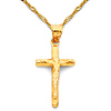 Extra Small Rod Crucifix Necklace with Singapore Chain - 14K Yellow Gold 16-22in thumb 0