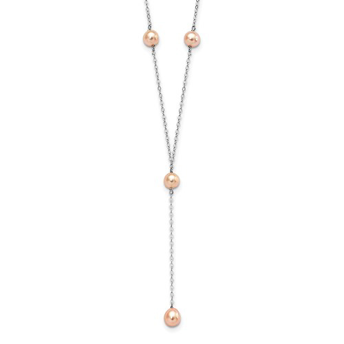 Sterling Silver Cultured Pink Pearl Y-Necklace Slide 0