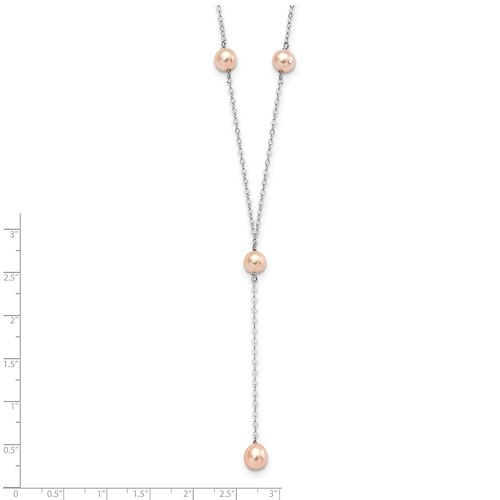 Sterling Silver Cultured Pink Pearl Y-Necklace Slide 1