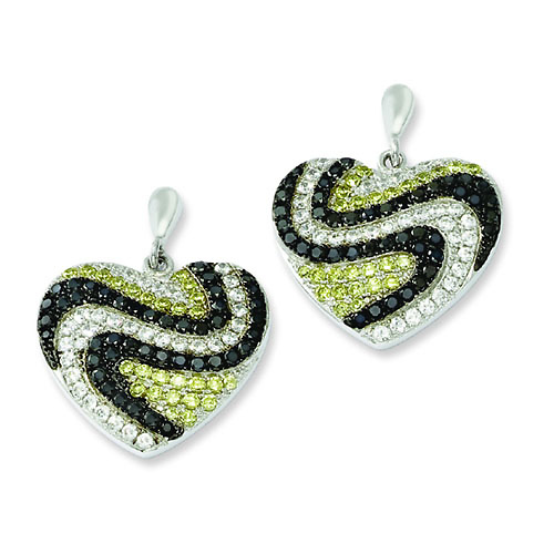 Elliot Skye Sterling Silver Wave Design CZ Heart Drop Earrings Slide 0