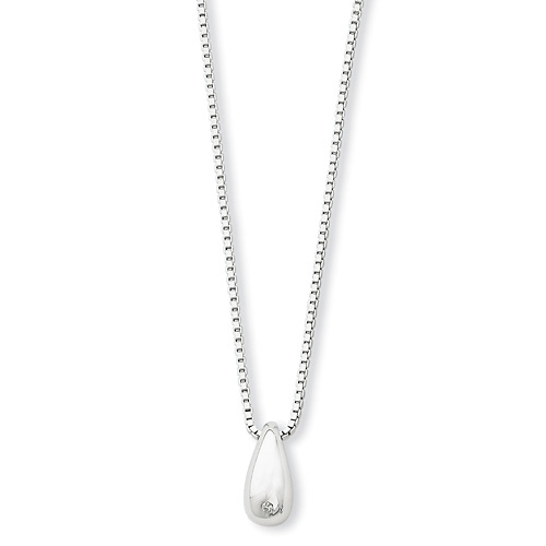 White Ice Raindrop Diamond & Sterling Silver Charm Necklace Slide 0