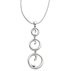 White Ice Diamond Accent Three Circle Sterling Silver Necklace