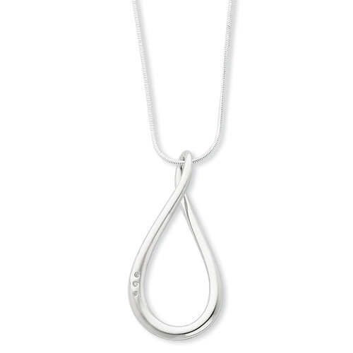 White Ice .925 Sterling Silver Loop 0.015 TCW Diamond Necklace Slide 0