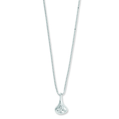White Ice .925 Sterling Silver 0.10 TCW Drop Diamond Charm Necklace