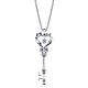 Large Heart-Shape CZ Key Pendant Necklace (Silver, White or Yellow Gold) thumb 1