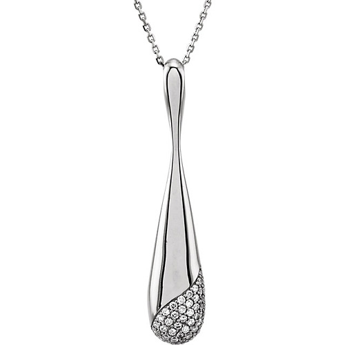 14K White Gold Diamond Teardrop Necklace Slide 0