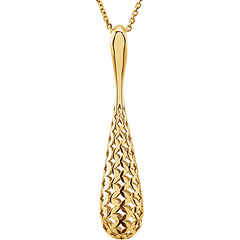 14K Yellow Gold Cut-Out Teardrop Necklace - Women