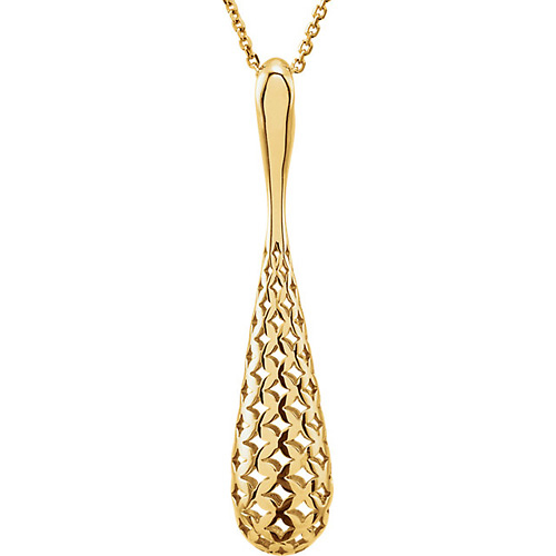 14K Yellow Gold Cut-Out Teardrop Necklace - Women Slide 0