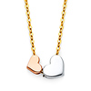 Floating Duo Hearts Pendant Necklace in 14K Tricolor Gold thumb 0