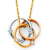 Triple Infinty Rings CZ Necklace in 14K TriGold thumb 0