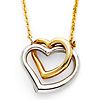 Floating Intertwining Duo Heart Necklace in 14K Two-Tone Gold thumb 0