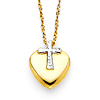 Diamond-Cut Cross Over Heart Necklace in 14K Two-Tone Gold thumb 0