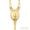 5mm Mirrorball Bead Our Lady of Guadalupe Rosary Necklace in 14K Two-Tone Gold 26in thumb 1