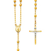 5mm Mirrorball Bead Our Lady of Guadalupe Rosary Necklace in 14K Two-Tone Gold 26in thumb 0
