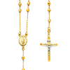 4mm Mirrorball Bead Our Lady of Guadalupe Rosary Necklace in 14K Two-Tone Gold 26in thumb 0