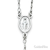 4mm Mirrorball Bead Miraculous Medal Rosary Necklace in 14K White Gold 26in thumb 1