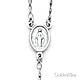 3mm Mirrorball Bead Miraculous Medal Rosary Necklace in 14K White Gold 26in thumb 1