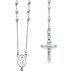 3mm Mirrorball Bead Miraculous Medal Rosary Necklace in 14K White Gold 26in thumb 0