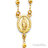 3mm Moon-Cut Bead Our Lady of Guadalupe Rosary Necklace in 14K TriGold 18in thumb 1