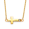Floating Mini Sideways Cross Necklace with CZ Accent in 14K Yellow Gold thumb 0