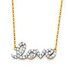 Floating Cubic Zirconia CZ 'love' Necklace in Two-Tone 14K Yellow Gold thumb 0