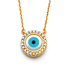 Floating CZ Circle Evil Eye Necklace in 14K Yellow Gold thumb 0