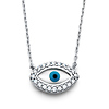 Floating Round-Cut CZ Evil Eye Necklace in 14K White Gold thumb 0