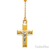 2.5mm Mirrorball Bead Guadalupe Rosary Necklace in Two-Tone 14K Yellow Gold 20in thumb 2