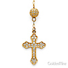 3mm Protestant Moon-Cut Bead CZ Rosary Necklace in Two-Tone 14K Yellow Gold 17'+1' thumb 2
