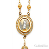 3mm Protestant Moon-Cut Bead CZ Rosary Necklace in Two-Tone 14K Yellow Gold 17'+1' thumb 1