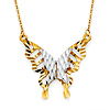 Floating Faceted Butterfly Necklace in Two Tone 14K Yellow Gold thumb 0