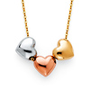 Trio Heart Charm Necklace in 14K TriGold thumb 0