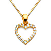 CZ Mini Open Heart Charm Necklace with Box Chain - 14K Yellow Gold 16-22in thumb 0