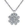 CZ Four-Leaf Clover Charm Necklace with Spiga Chain - 14K White Gold (16-22in) thumb 0