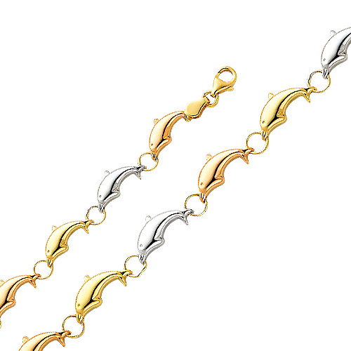 Stampato Dolphin TriGold 14K Gold Bracelet Slide 0