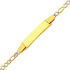 2.5mm White Pave Figaro 14K Yellow Gold Baby ID Bracelet thumb 0