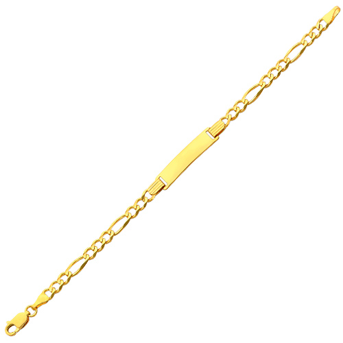4.0mm Figaro 14K Yellow Gold Baby ID  Bracelet Slide 2