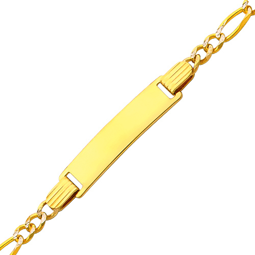 3.0mm Figaro1 4K Yellow Gold Baby ID  Bracelet Slide 0