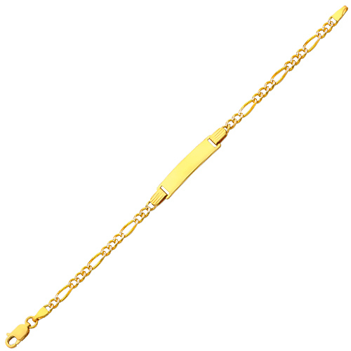 3.0mm Figaro1 4K Yellow Gold Baby ID  Bracelet Slide 2