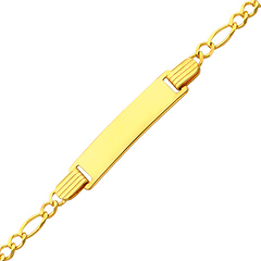 2.5mm Figaro 14K Yellow Gold Baby ID Bracelet