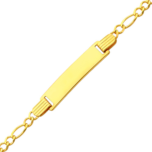 2.5mm Figaro 14K Yellow Gold Baby ID Bracelet Slide 0