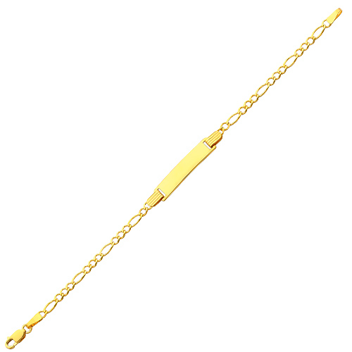 2.5mm Figaro 14K Yellow Gold Baby ID Bracelet Slide 2