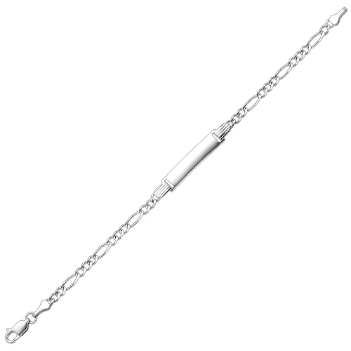 4.0mm 14K White Gold Figaro Baby ID Bracelet Slide 2