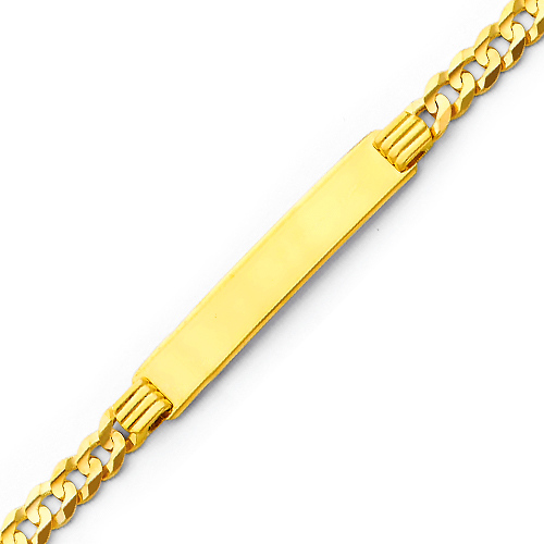 5.0mm Mens Concave Curb 14K Yellow Gold  ID  Bracelet Slide 0